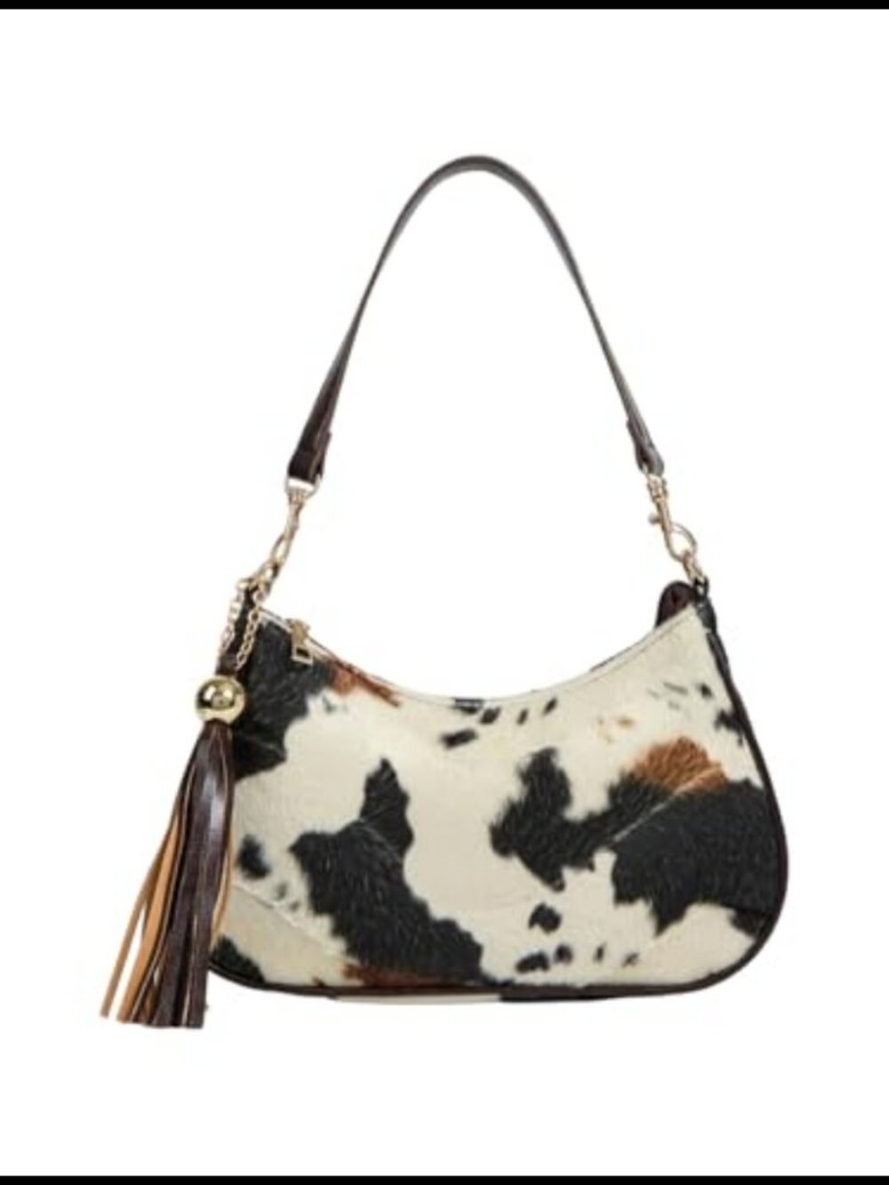 Faux Fur Cow Print Shoulder Bag Retro Y2k Vintage Handbag
